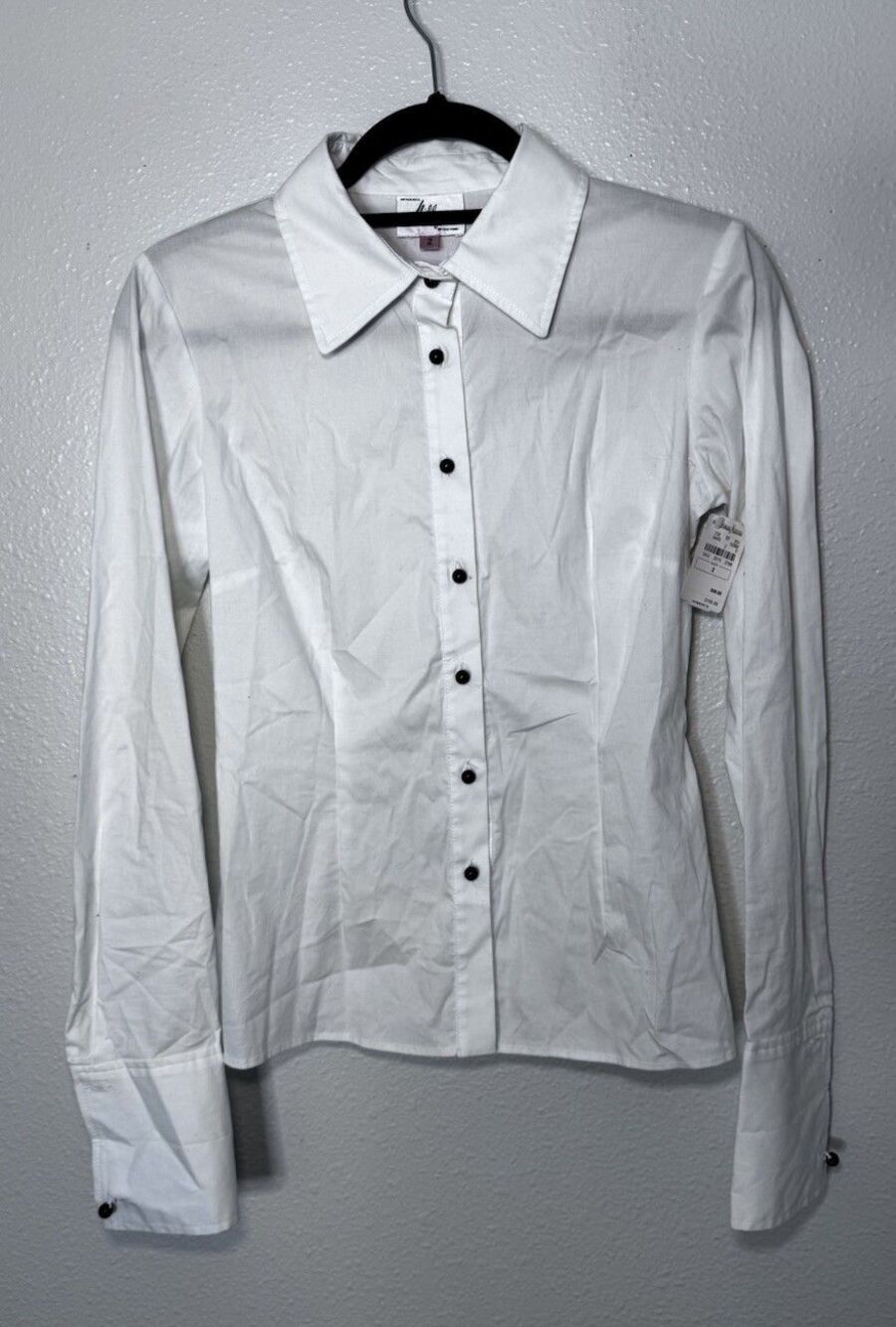 Milly White Button Down Shirt  Black Buttons Size 2
